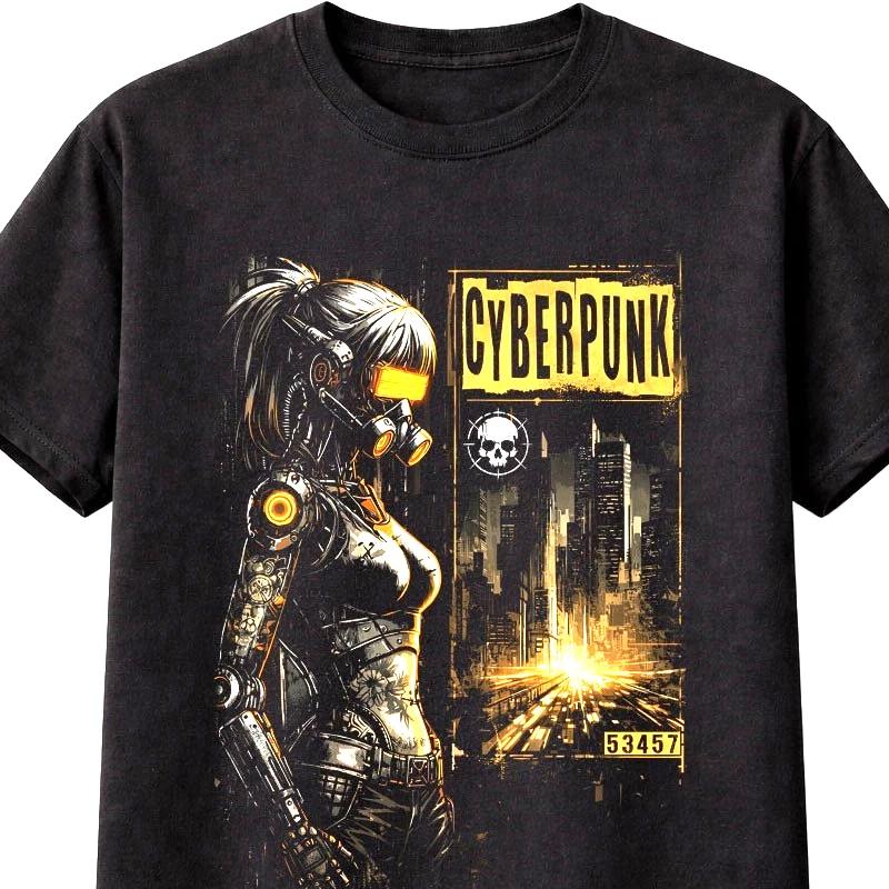 Cyberpunk Cyborg Girl Graphic TShirt Futuristic SciFi Tee S5XL S