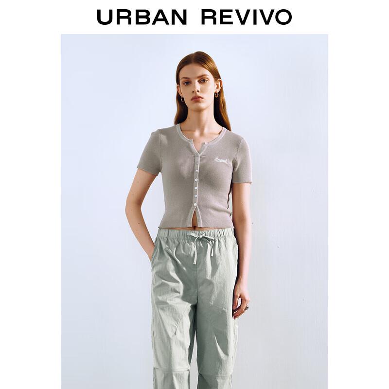 

UR 2024 Autumn Women s Embroidered Slim-Fit Short-Sleeve Knit Top XL