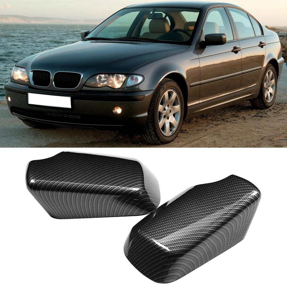 Carbon Fiber Style Door Wing Mirror Protector Add On Side Rearview Cover Fits for E46 1998 2005