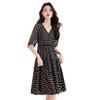 Summer new temperament elegant waist thin skirt floral medium and long dress women