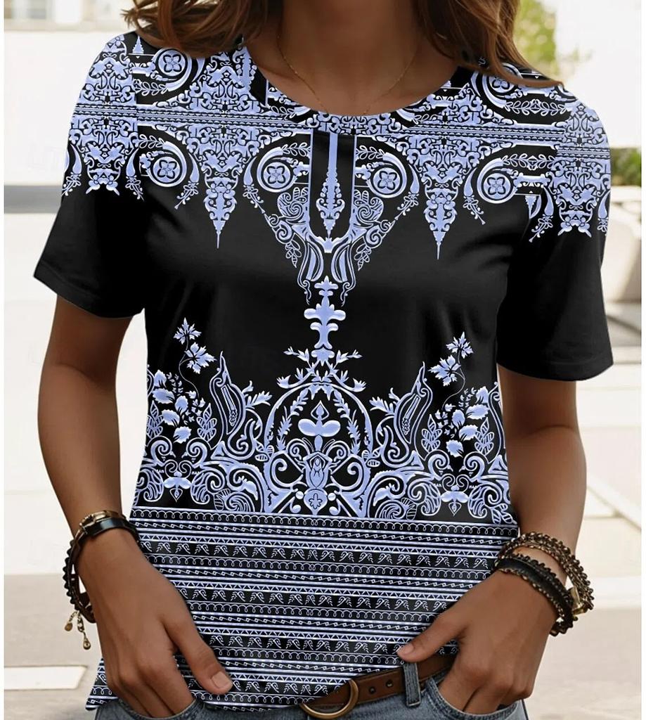 XXS-6XL T-shirt for Women's Summer Floral Graphic T Shirt Fashion Stylish Classic Short Sleeve Tops Tees Women's Clothing