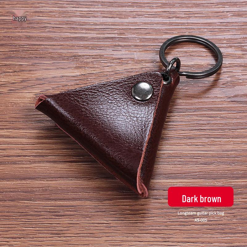 

Leather Guitar Pick Holder Keychain for Acoustic, Electric & Ukulele Picks темно-коричневого