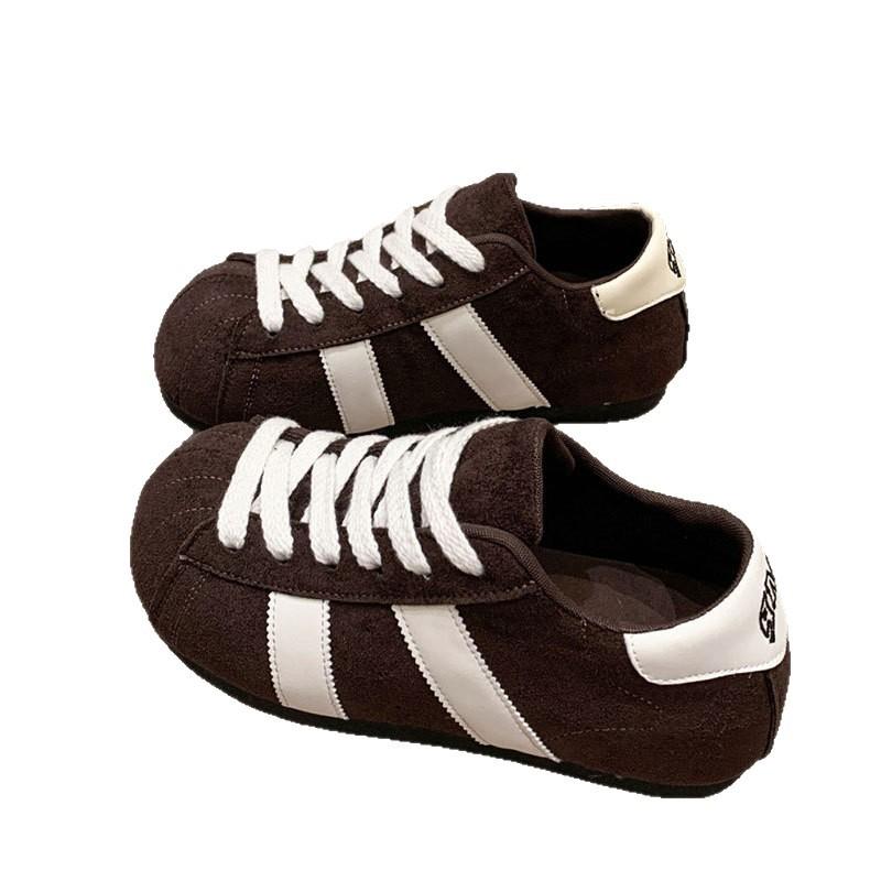 Leather retro versatile German training shoes women's shoes 2025 autumn new flat bottom inner height increase leisure sports Forrest Gump shoes