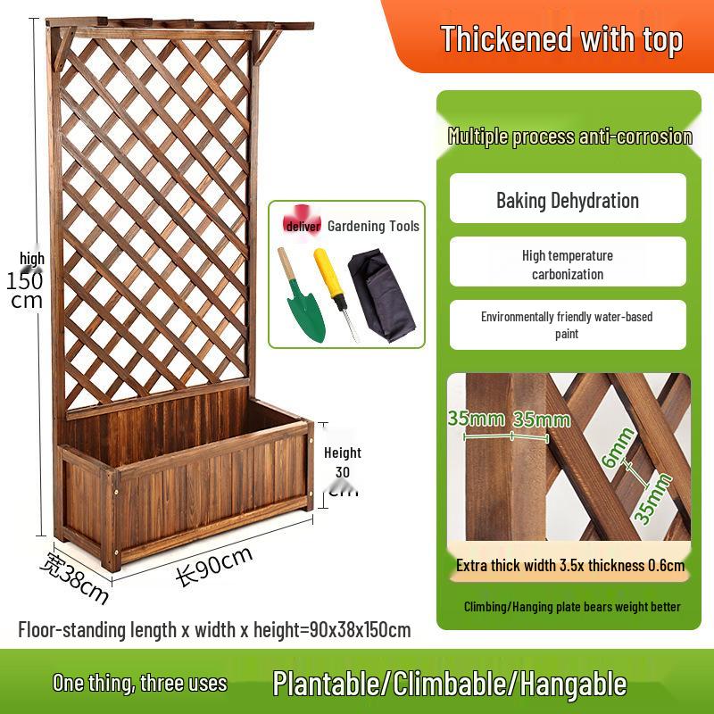 Anti-corrosion Wooden Trellis & Planter Box for Balcony Gardens