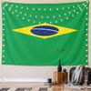 Brazil Flag Design with Green Background Pattern Wall Hanging Tapestry Decorative Tapestry Home Decor for Bedroom and Living Room