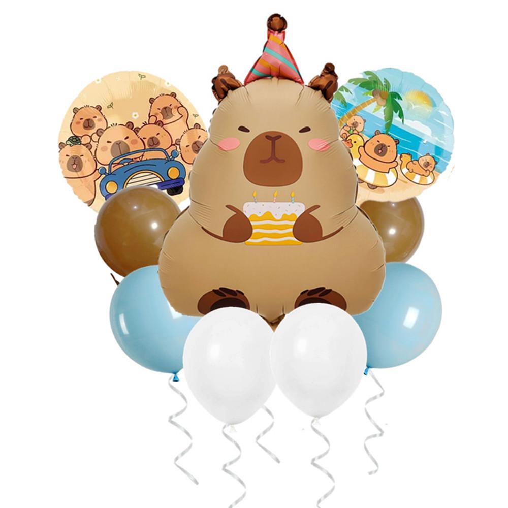 Animal Kapibara Birthday Daisy Flower Aluminum Film Latex Balloon Set Banquet Arrangement Supplies