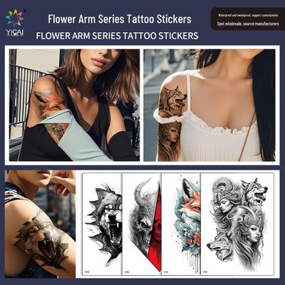 Waterproof Floral & Color Totem Temporary Tattoo Stickers: Long-Lasting, Unisex Arm Design