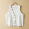 2025 Summer Women's Solid Color Sleeveless Cotton Linen V-Neck Vest