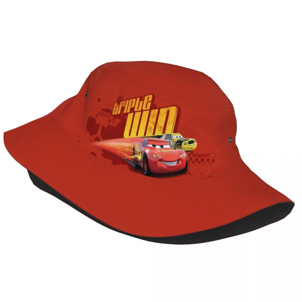 Custom Lightning McQueen Cars Bucket Hat for Unisex Women Printed Cartoon Summer Travel Beach Outdoor Camping Cap