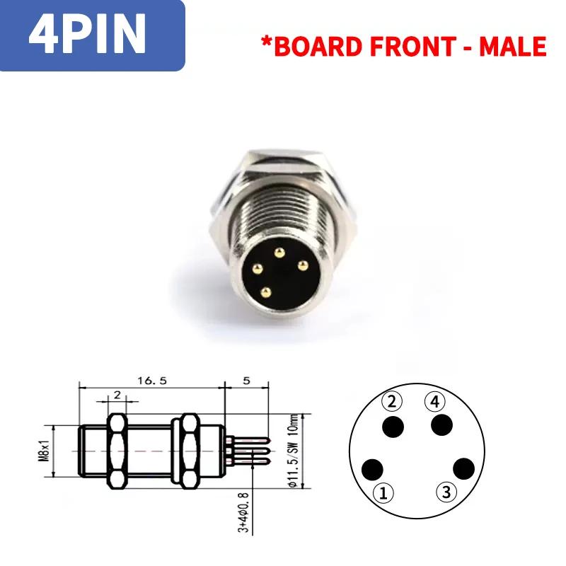 M8 waterproof connector - 3P4P male female M8 waterproof aviation plug socket sensor cable connector