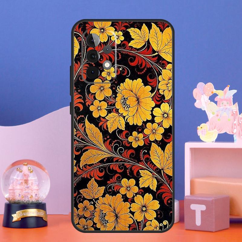 Russian Scarf Floral Case For Samsung Galaxy A17 A06 A16 A26 A36 A56 A55 A35 A15 A32 A52 A13 A33 A53 A14 A34 A54