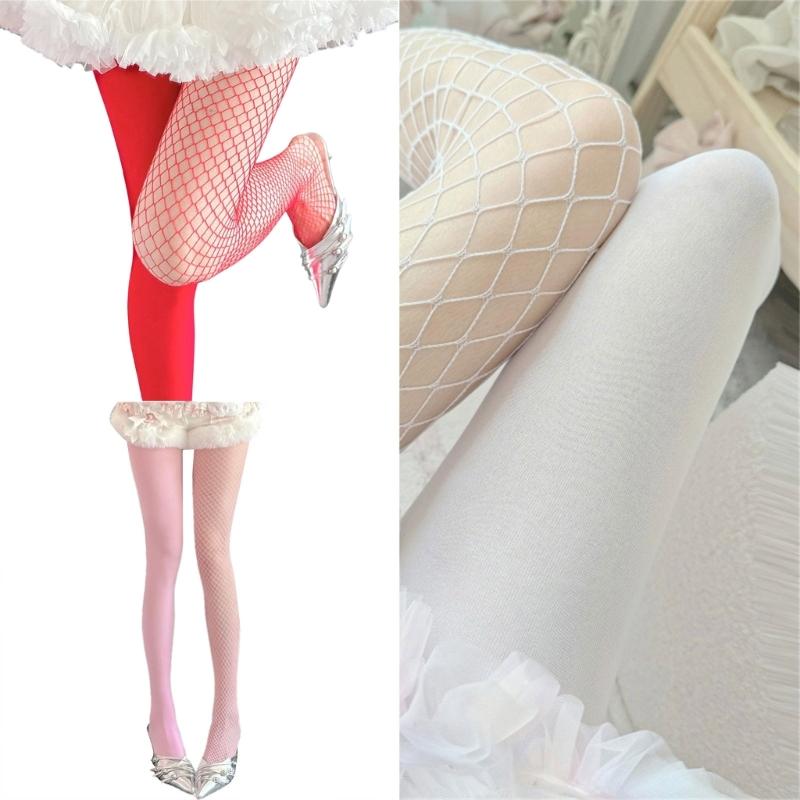 Stilvolle Samt- und Netzstrumpfhosen mit Farbblock-Design, elastisches Nylonmaterial, Strumpfhosen für modebewusste Outfits