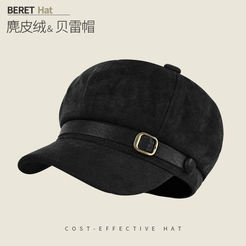 Retro Versatile Woolen Beret Showing Face Ducktongue Octagonal Hat Children'S Warm Windproof Newsboy Hat