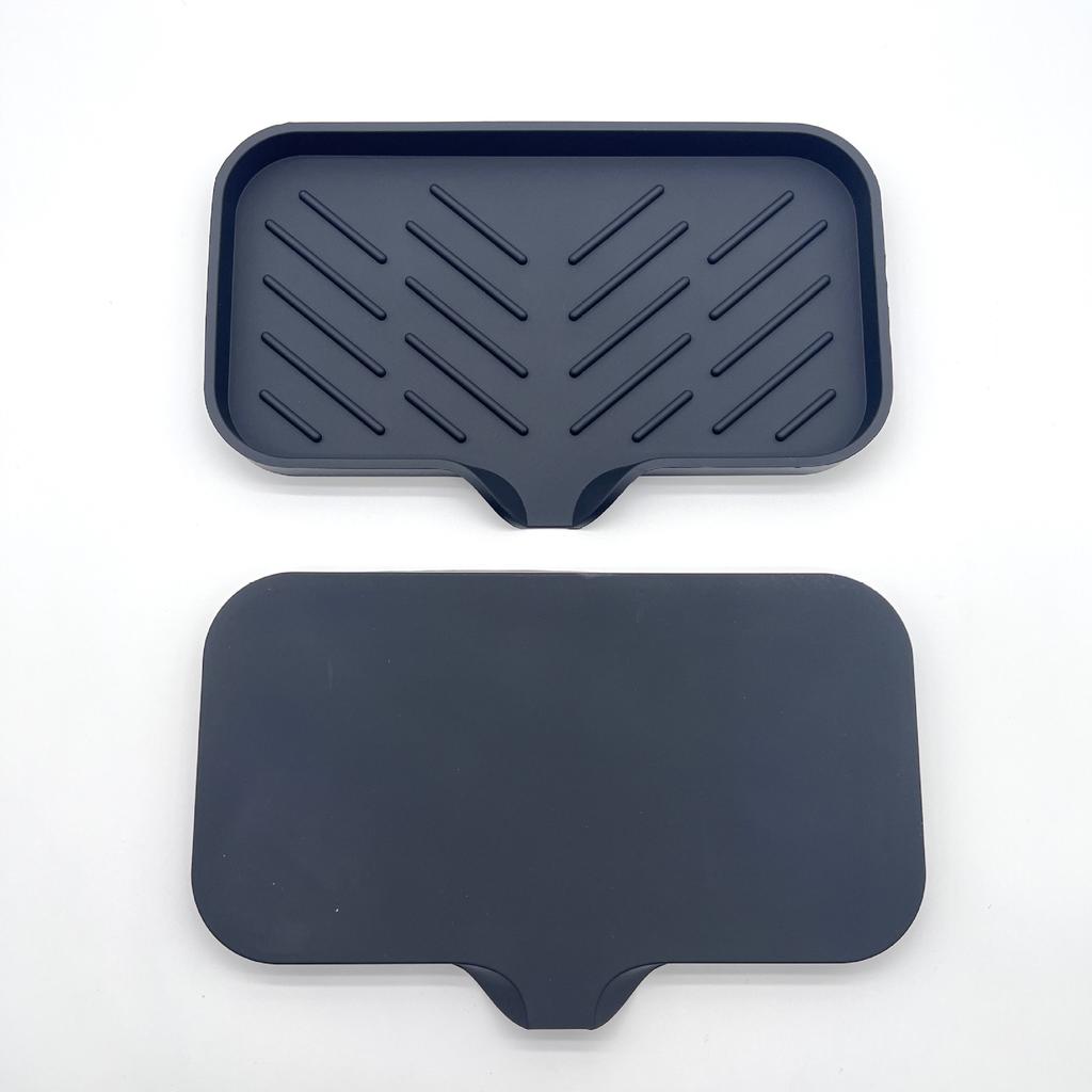 Sink Silicone Tray with Drain Soap Sponge Storage Holder Countertop Sink Scrubber Brush Soap Storage Rack Kitchen Organizer