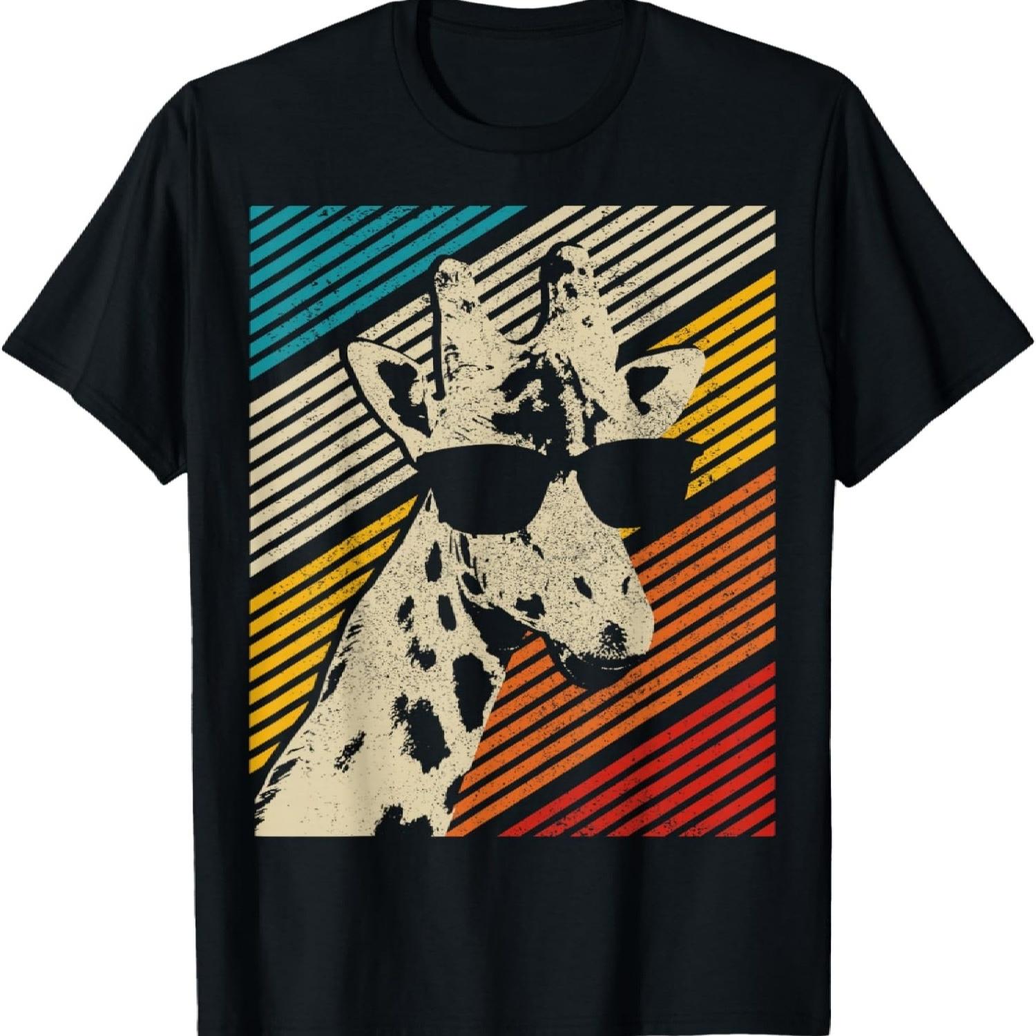 Жираф Винтажные Солнцезащитные Очки Забавный Подарок Футболка S чёрный