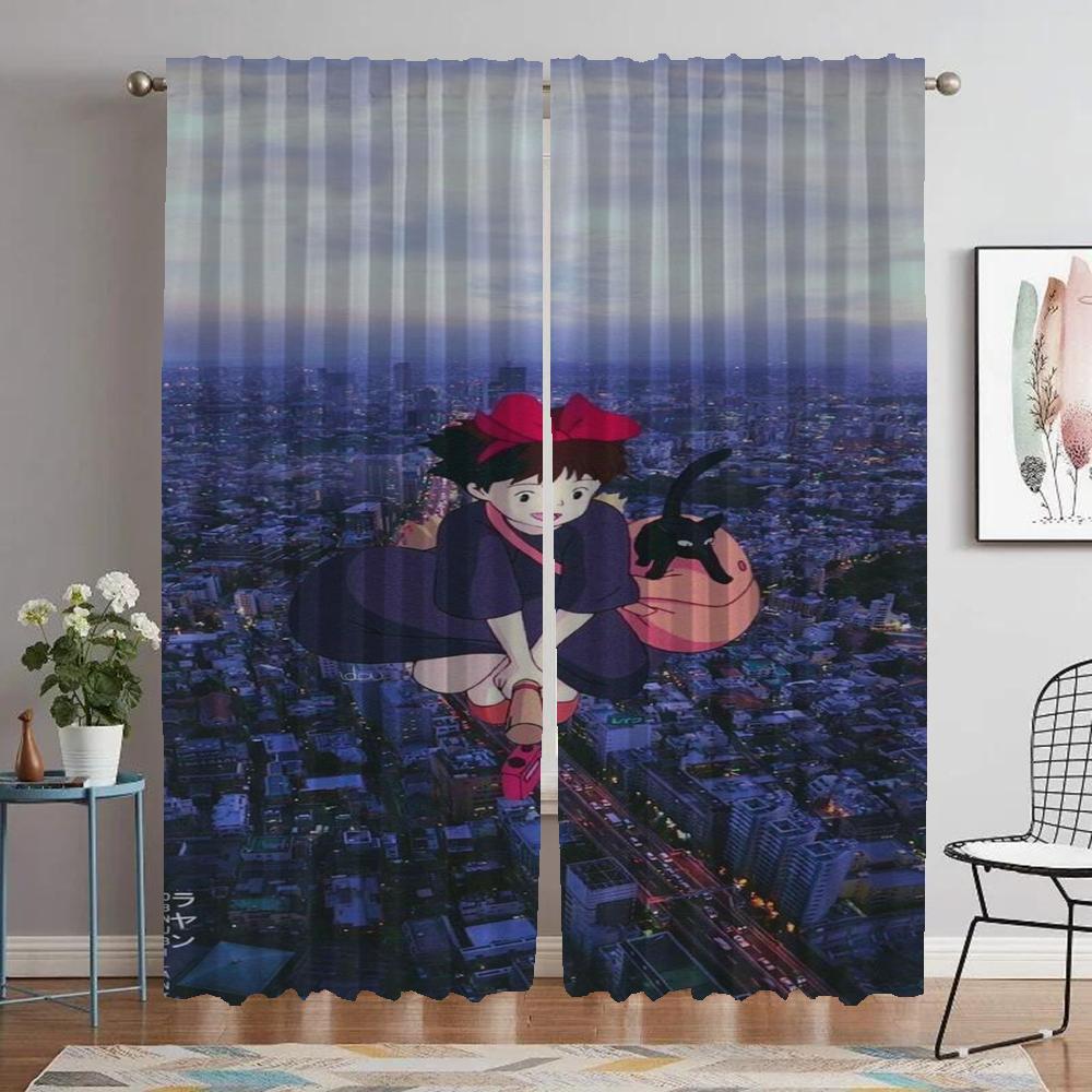 Blackout Curtains for Camera Kiki's Delivery Service Curtains Child Room Halloween Decoration Window Curtain Tulle for Bedroom
