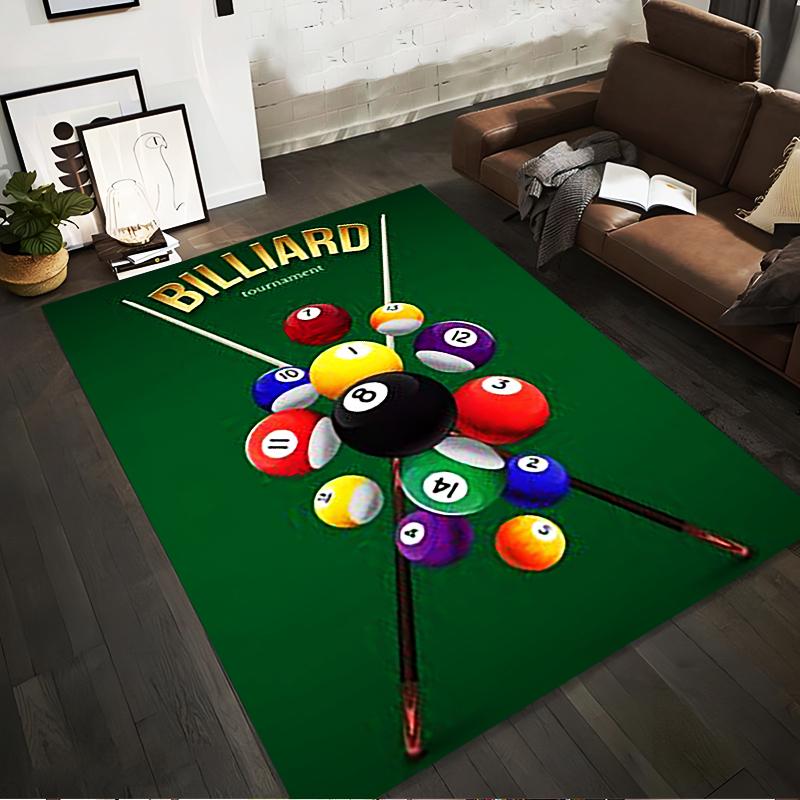 Billiard Tournament Design with Colorful Balls Non-slip Rug Suitable for Living Room and Bedroom Sofas Sofas