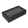 Watch Organizer 12 Slots Black Carbon Fiber Texture Thickened Acrylic Cover Watch Display Case