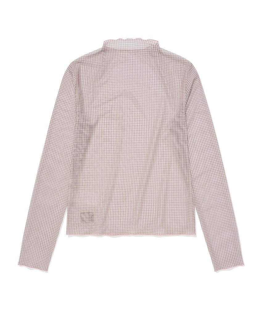 Covernat Woman Mesh Turtleneck Long Sleeve Light Pink