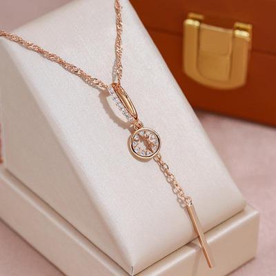 Geometrische Quaste Anhänger Hohl Zirkon Halskette Frauen Hochzeit Partei Schmuck Mode Zubehör