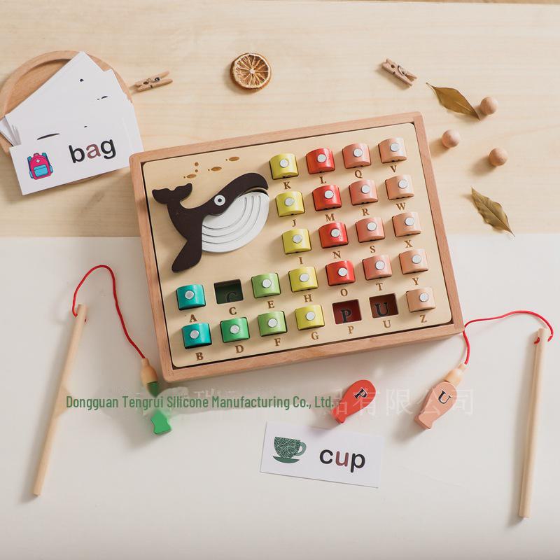 Children's Wooden Magnetic Fishing Toy - Learn English Alphabet & Word Spelling Fun