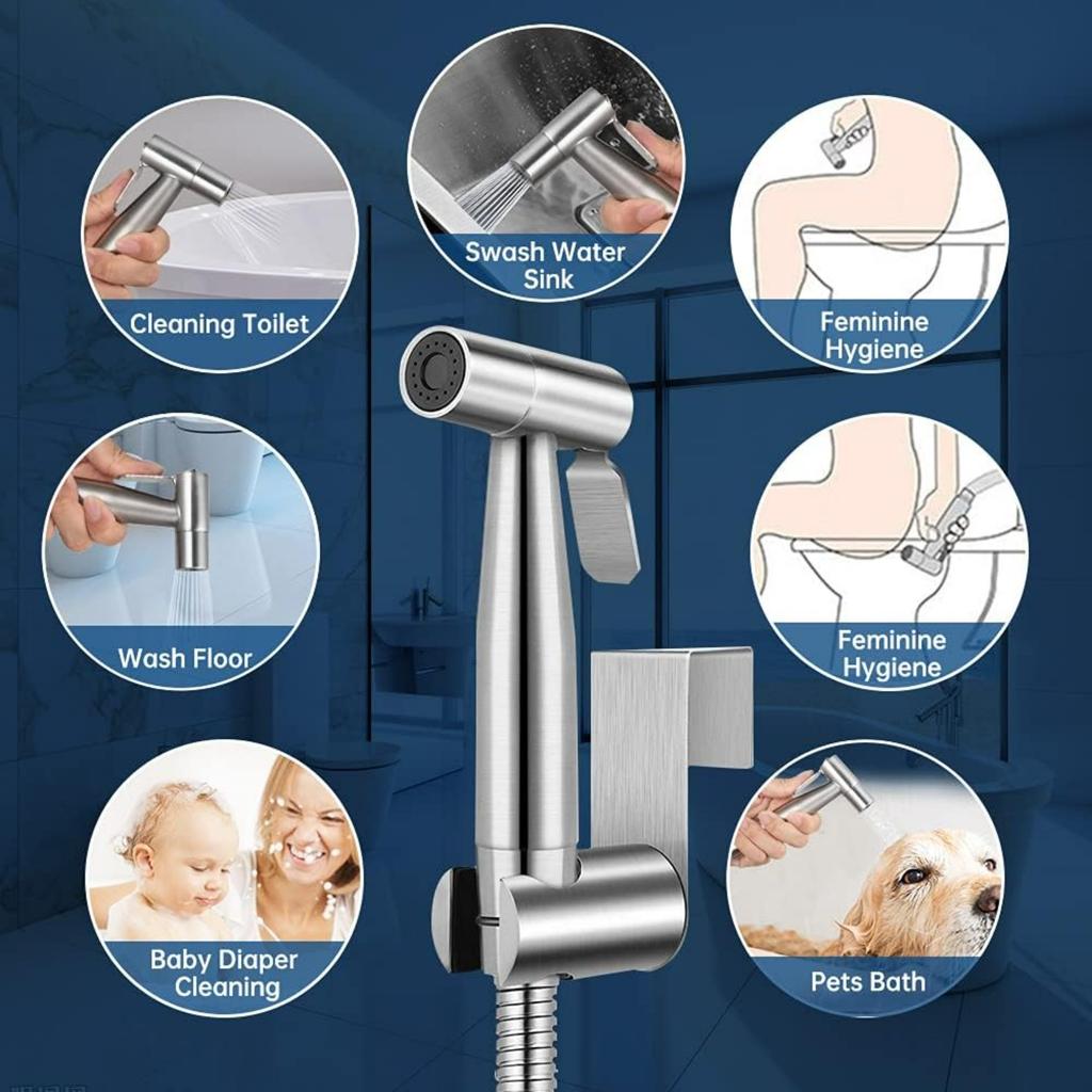 Toilet Bidet, Complete WC Kit, WC Kit, Sprayer For Daily Personal Hygiene, Toilet Shower Head with Hose, Adapters