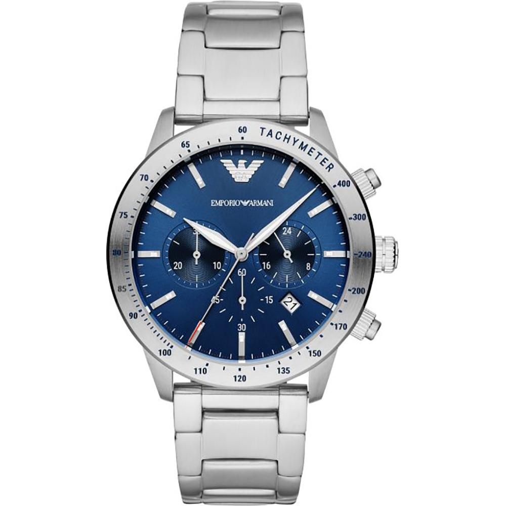 Emporio Armani Mario Blue Silver Stainless Steel Men s Quartz Chronograph AR11306 синий