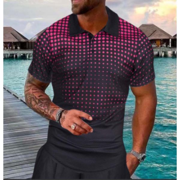 Independent Station Men'S Short Sleeve Polo Shirt 3D Digital Printing Casual Trend Lapel Shirt
