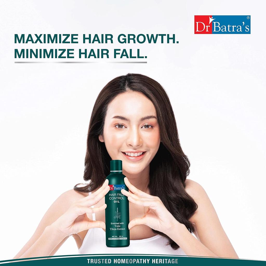 Dr Batra's Hair Fall Control Oil 200ml Pack of 1 for Healthier Scalp, Nourishment, Lightweight & Deep Cleansing