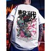 Herren Oversized T-Shirt Sommer 2026 Japanische Oni-Maske Samurai Grafikdruck Streetwear Hip Hop Lockerer Schnitt T-Shirt Y2K Oberteil