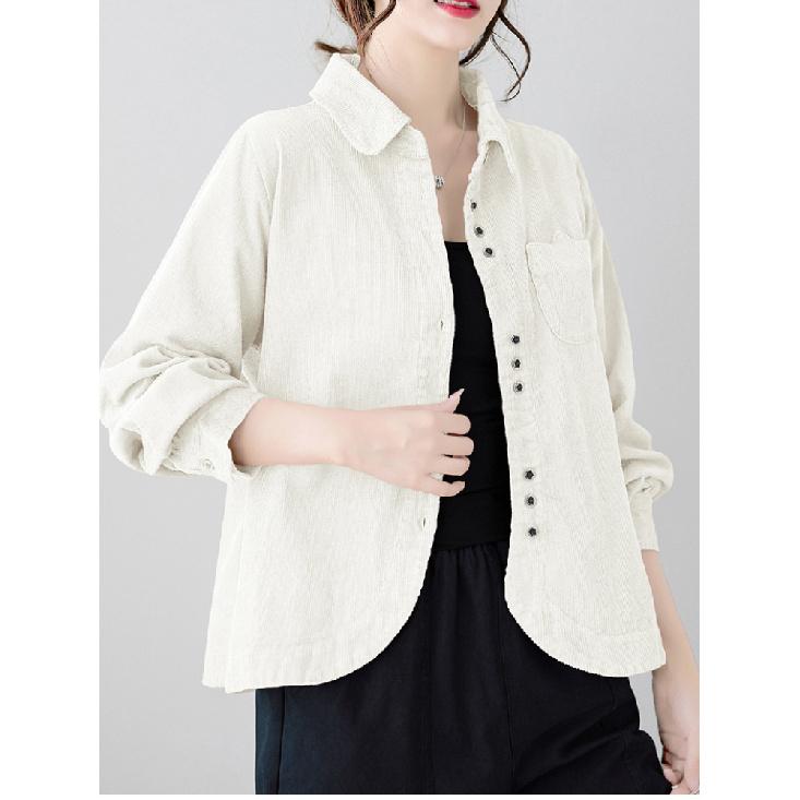 Cardigans Blazer Veste Décontractée Mode Femme Grande Taille Col Rabattu Manches Longues Ample Velours Côtelé Ample L-3XL