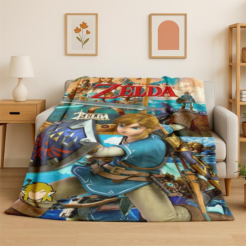 Classic Game ZZelda Cartoon Link Flannel Blanket Soft Warm Throw Blanket for Bedroom Living Room Bed Travel Camping Picnic