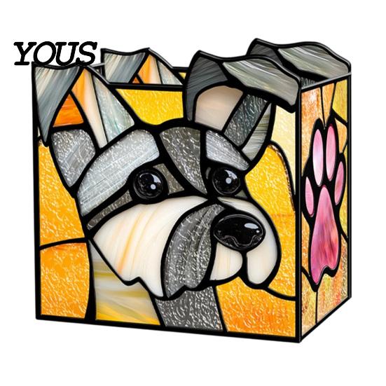 Multi Purpose Desktop Organizer Stained Glass Style Pen Holder, Unique Acrylic Organizer, 3D Exquisite Art Ornament Embossed Relief Pattern