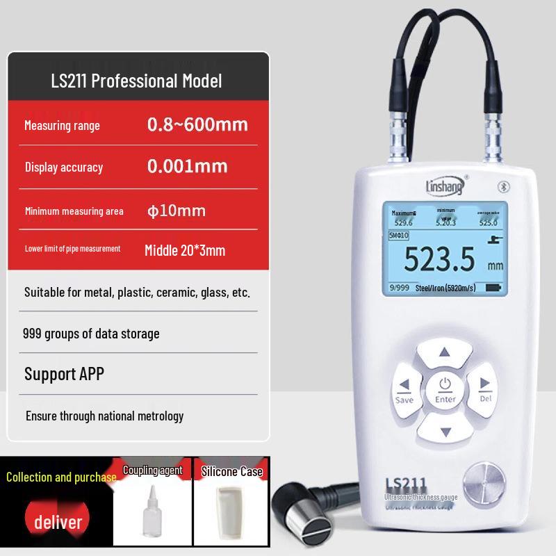 Medidor de Espesor Ultrasónico Linshang LS211-215 para Medición de Metal y Acero