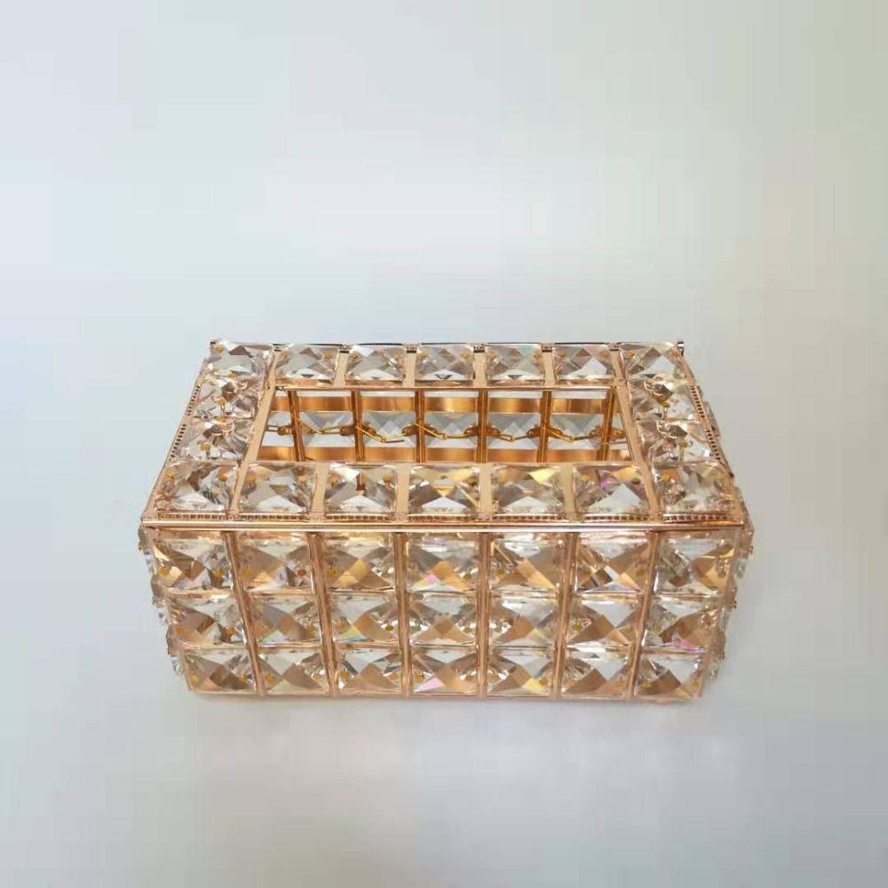 Sparkly Crystal Square Bead Tissue Box Light Luxury Napkin Box Paper Towel Storage Box  Living Room
