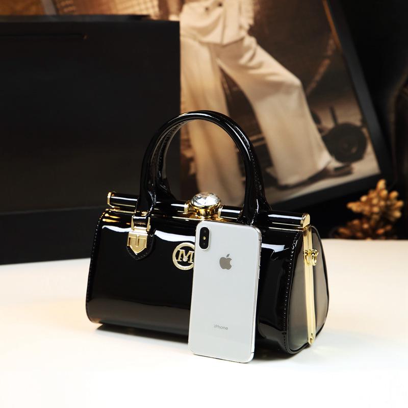 2024 Women's Rhinestone Clip Shoulder & Hand Bag – Stylish Pillow Shape In Bright Leather