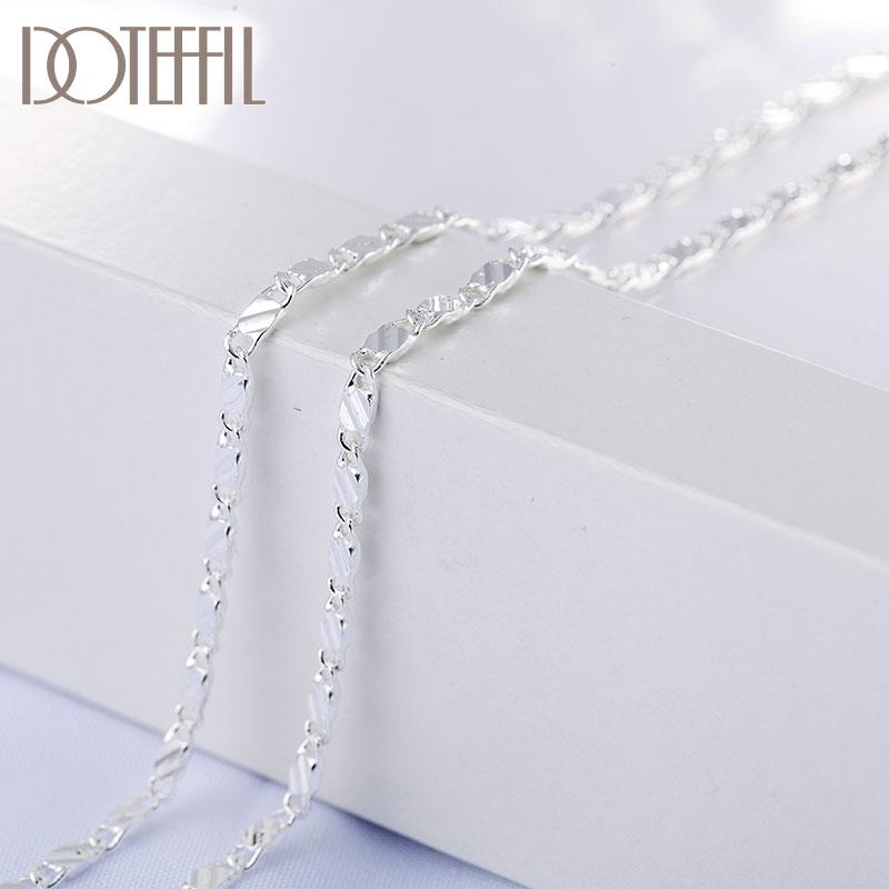 925 Sterling Silver 16/18/20/22/24/26/28/30 Inch 2mm Charm Chain Necklace for Women Man Fashion Wedding Party Jewelry