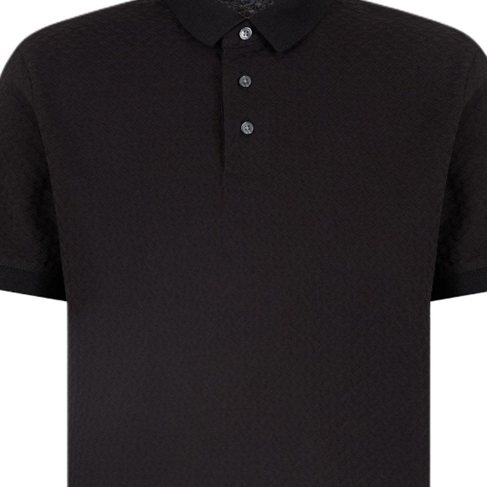 Emporio Armani Solid Color Jacquard Button Short Sleeve Polo Shirt Men Tops Black EM001295AF1-0762F-C156