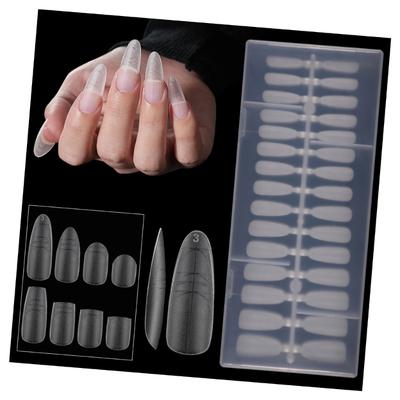 240 Stück Mattes Finish Falsche Nagelverlängerung Kurze Leiter Ovales Design Größenmarkierungen Nail Art Aufkleber Nagelspitzen für Salon