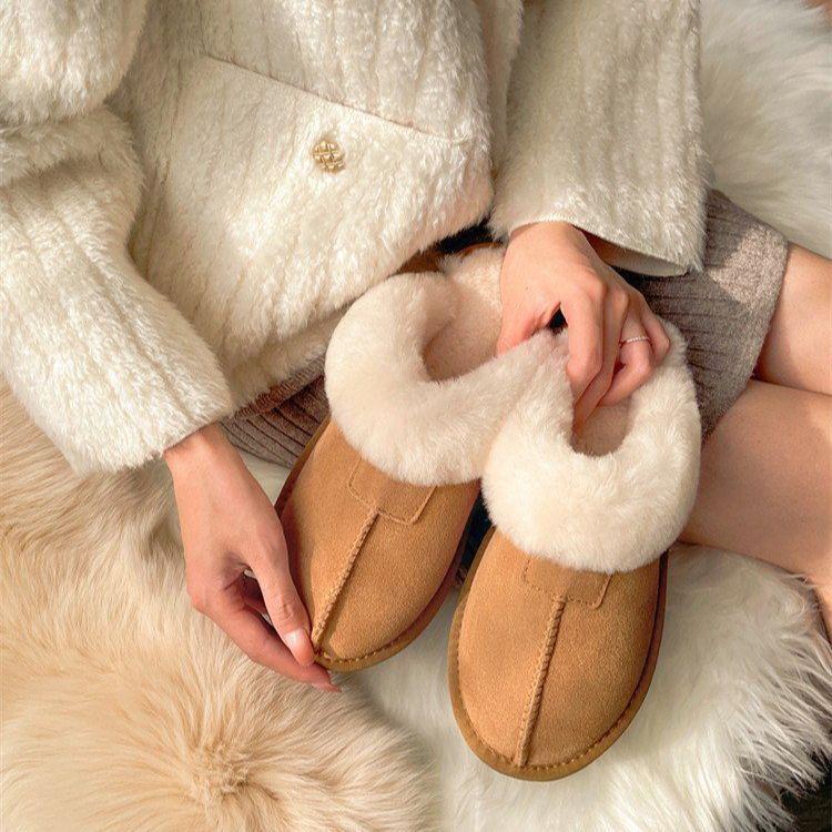 [AMANNORR] Mao Mao slippers women's new autumn and winter platform snow boots bag head outdoor half-tray cotton shoes