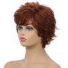 Ladies Synthetic Wig for Women Short Curly Hair with Bang Red Brown Wig for Daily Use High Temperature Fiber Wigs