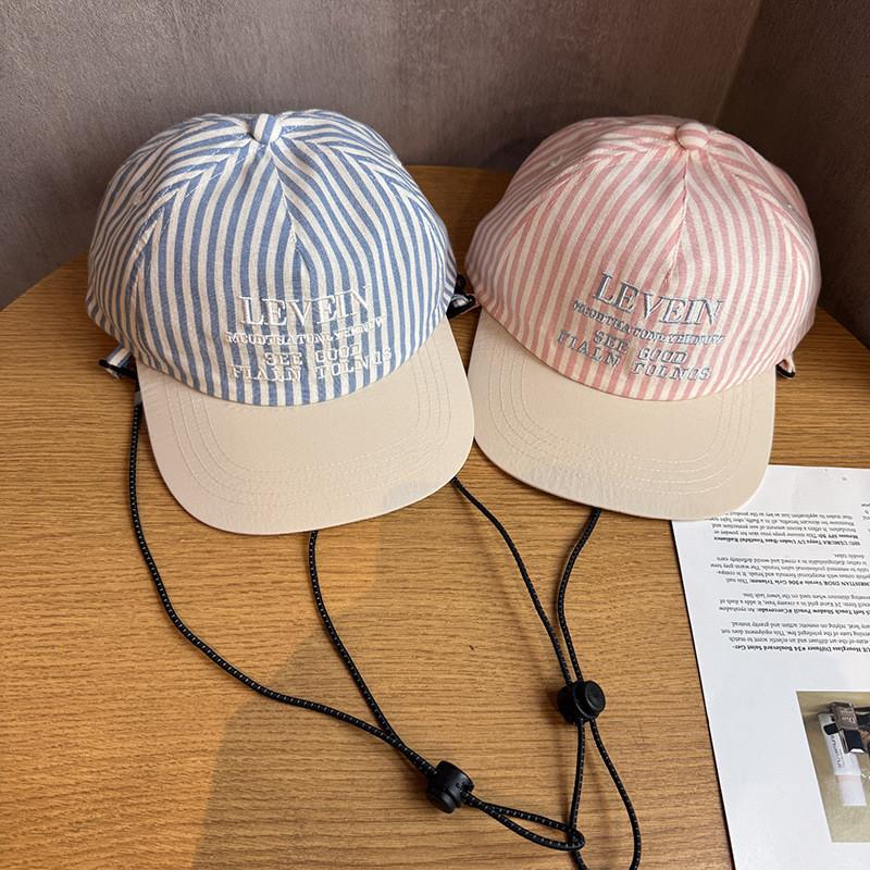 Parent Child Striped Embroidered Baseball Cap With Sun Protection For Summer Outdoor Activities