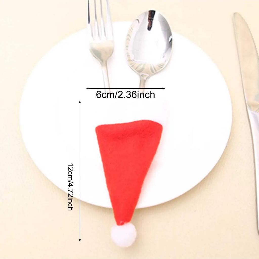 10pcs-Christmas Hat Gift Decorate Tableware Bag Knife and Fork Cover Home Decor Portable Merry Christmas Gift cap