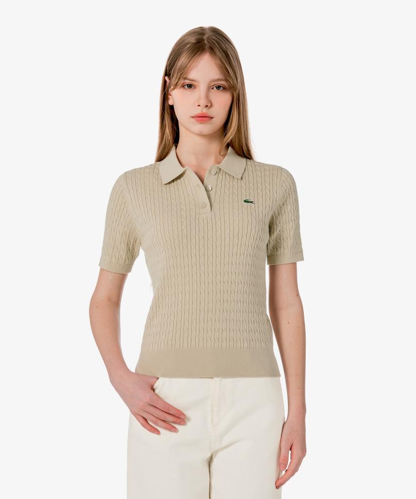 LACOSTE Women'S Cable Sweater Polo Shirt Pf607E-56G 02S