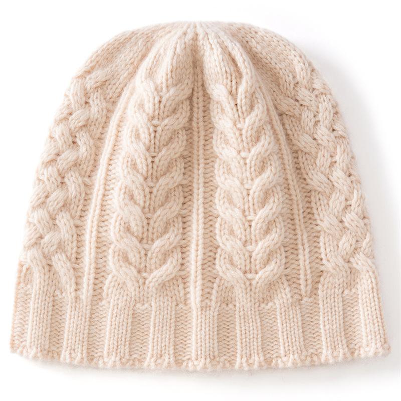 Autumn and Winter New Cashmere Blended Twist Thickened Warm Knitted Dome Men's and Women's Cashmere Hats