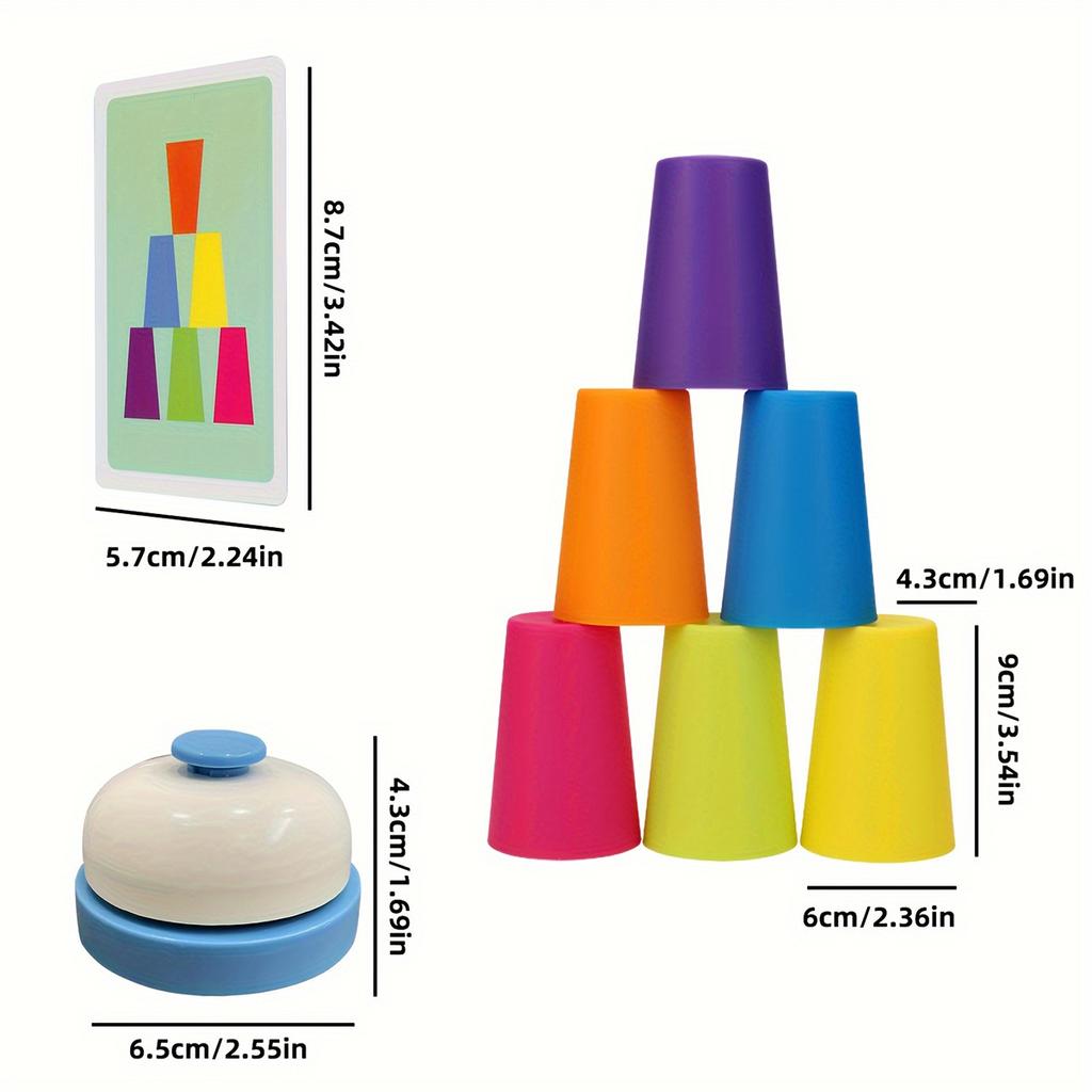 12pcs Stacking Cups Clapping Bell Card Children Quick Stack Speed Training Fast Reaction Educational Toy For Children Gift