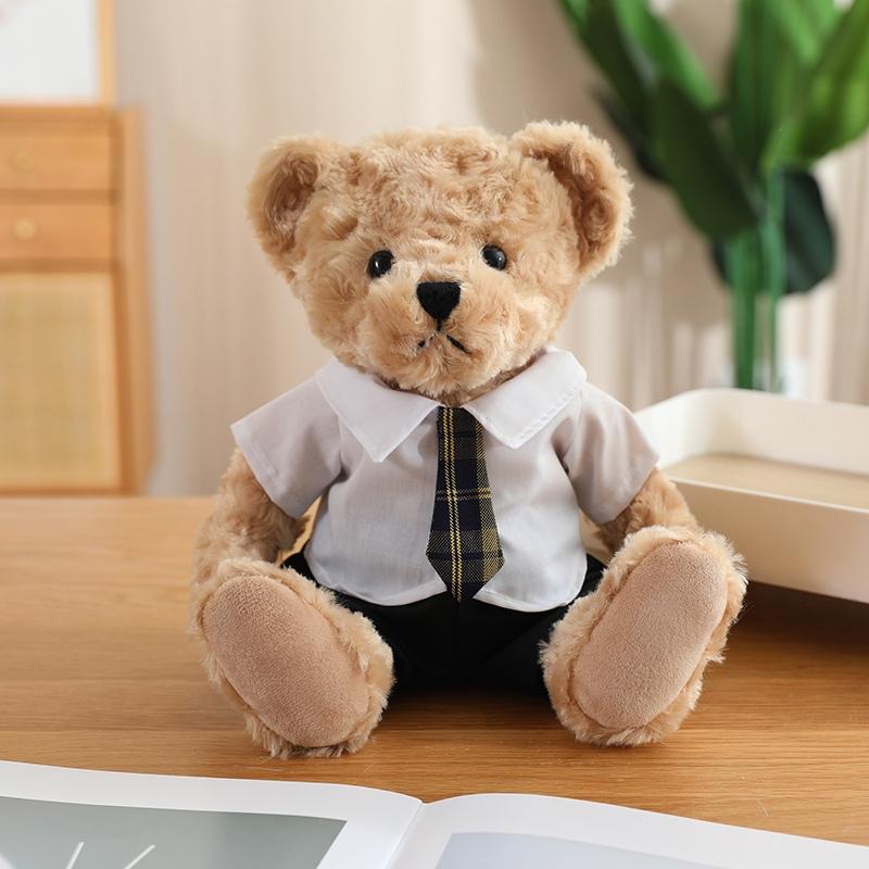 25cm Cute Cartoon Uniform Couple Bear Plush Toy Kawaii Suit Skirt Bear Stuffed Plush Animals Doll Pillow Birthday Gift For Kids