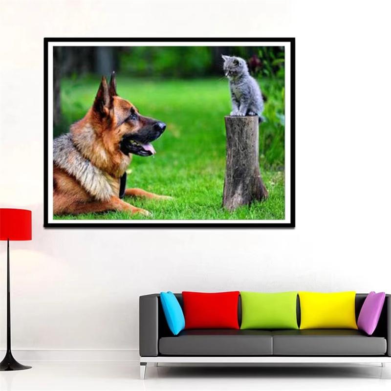 DIY 5D Diamond Painting German Shepherd Full Round Drill Animal Dog Pet Diamond Embroidery Cross Stitch Mosaic Home Decor