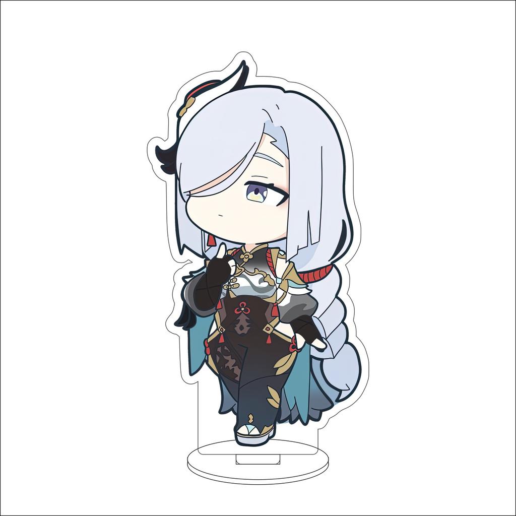 10CM Anime Genshin Impact Figure Stand Model Shenhe Cute Desk Decor Standing Sign Gifts