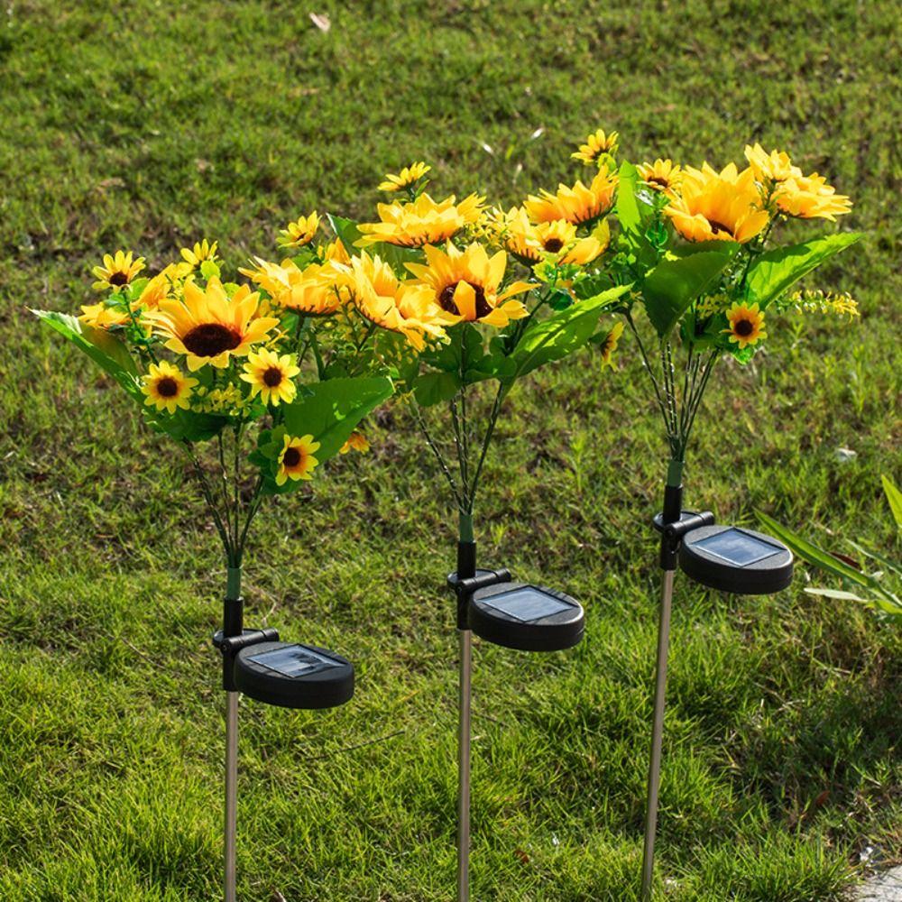 Colorful Design Solar Lawn Lamp Waterproof Feature Solar Powered Landscape Lighting Sunflower Shape Solar Light Wedding Decor
